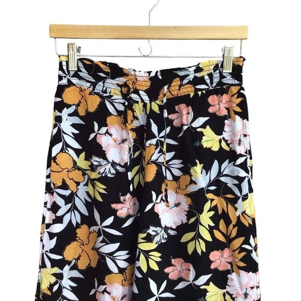 Roxy Rythm Beach Boho Floral Wide Pull On Pants Size Small